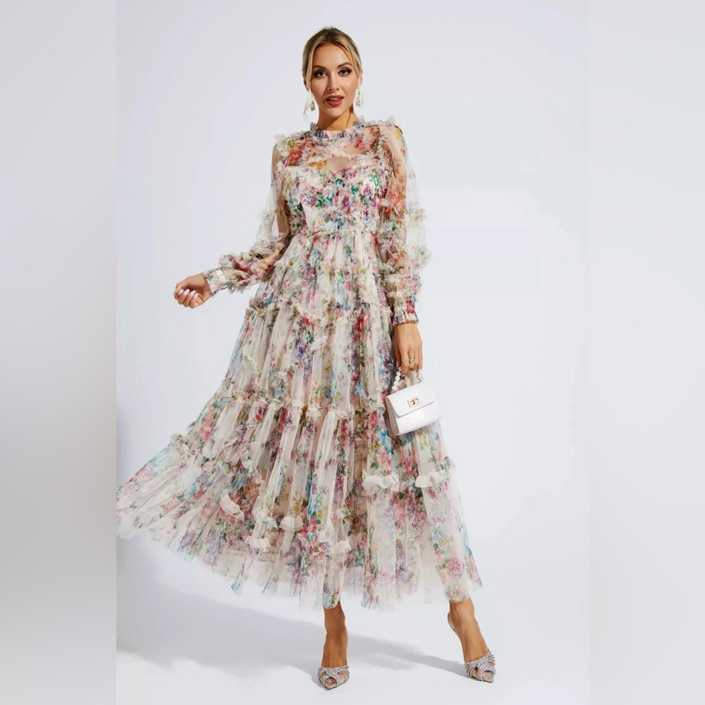 Floral Long Sleeve Maxi Dress